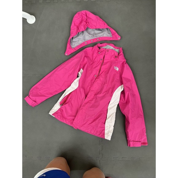 Girls The North Face Pink Grey Hooded HyVent Raincoat Windbreaker Child LG 14/16 - Picture 9 of 12